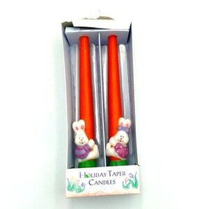 Vintage RUSS Easter Holiday Taper Candles Bunny Rabbits Carrots Set of 2